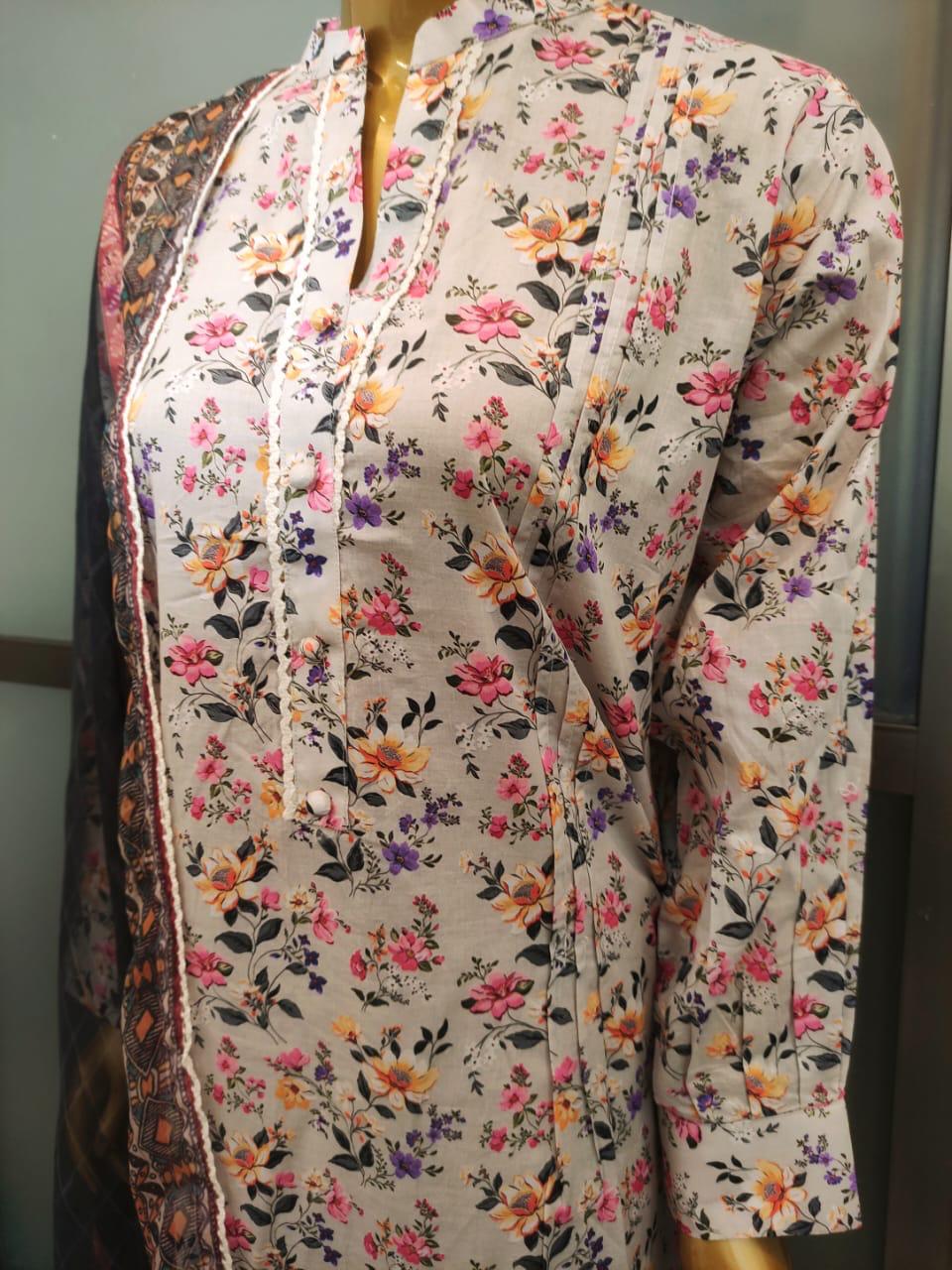 3pcs Printed Lawn Suit