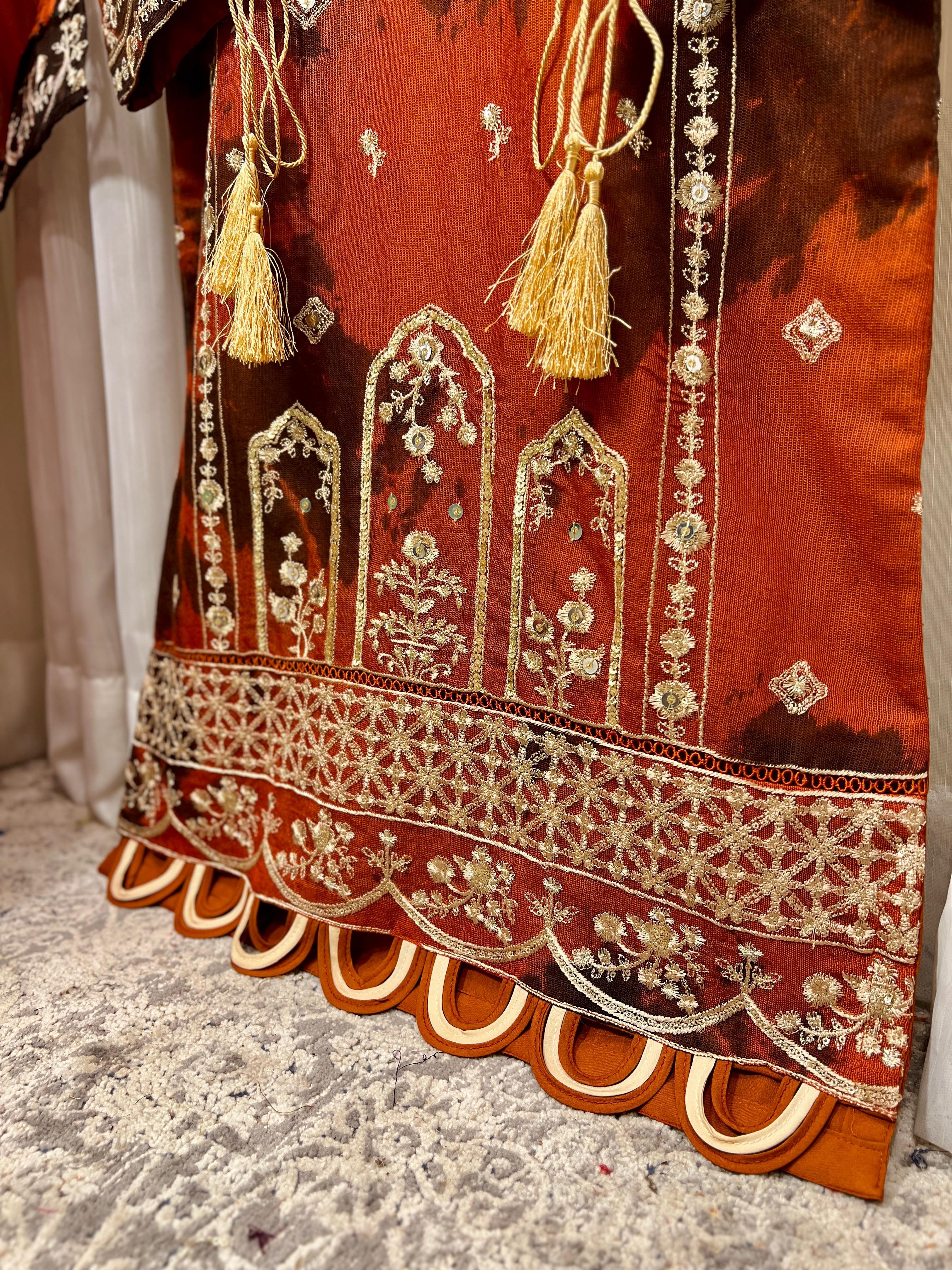 FEO EMBROIDERED COTTON NET STITCHED 2 PCS