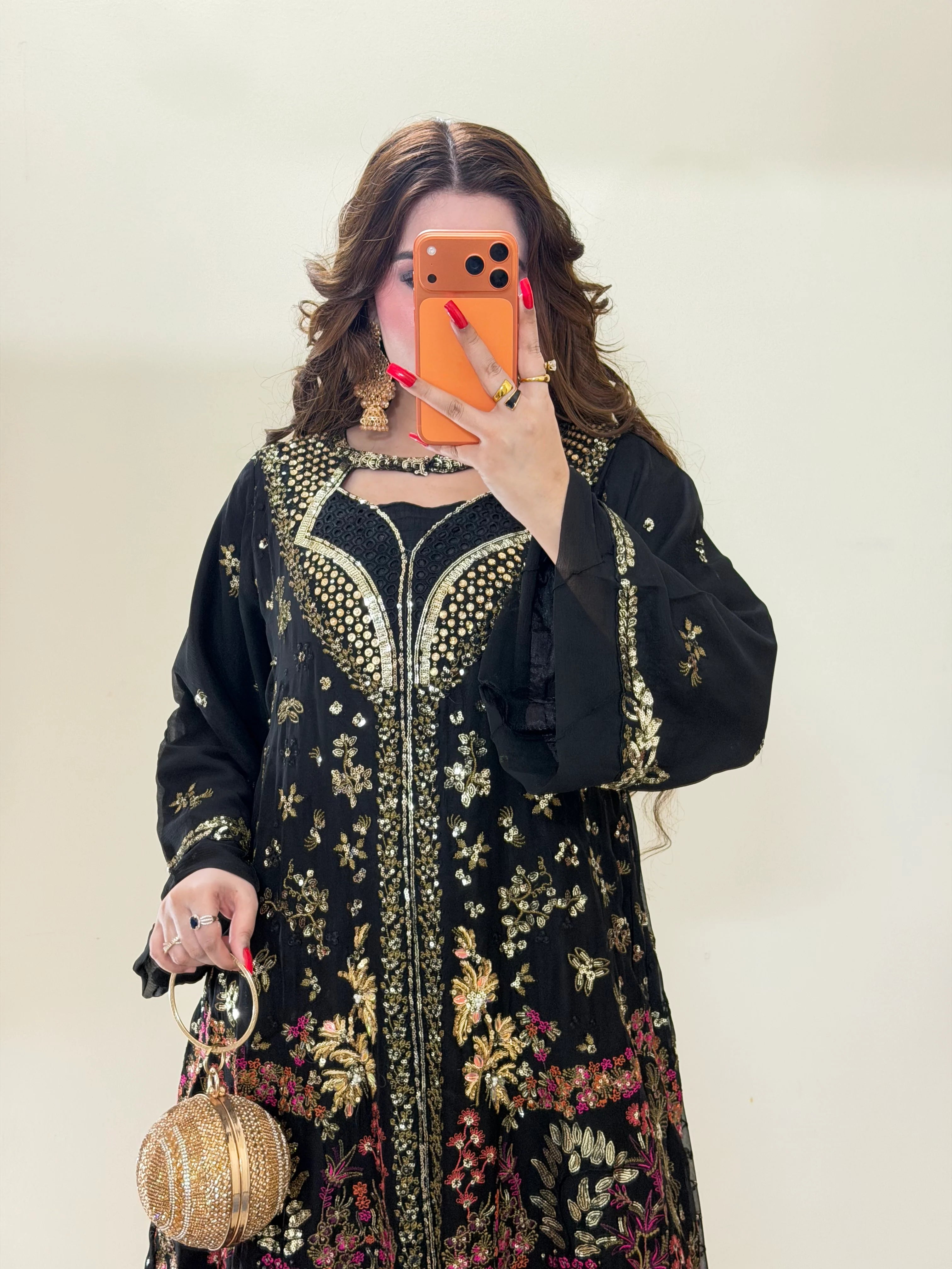 Luxury Black Embroidered Formal Gown 3 PCS