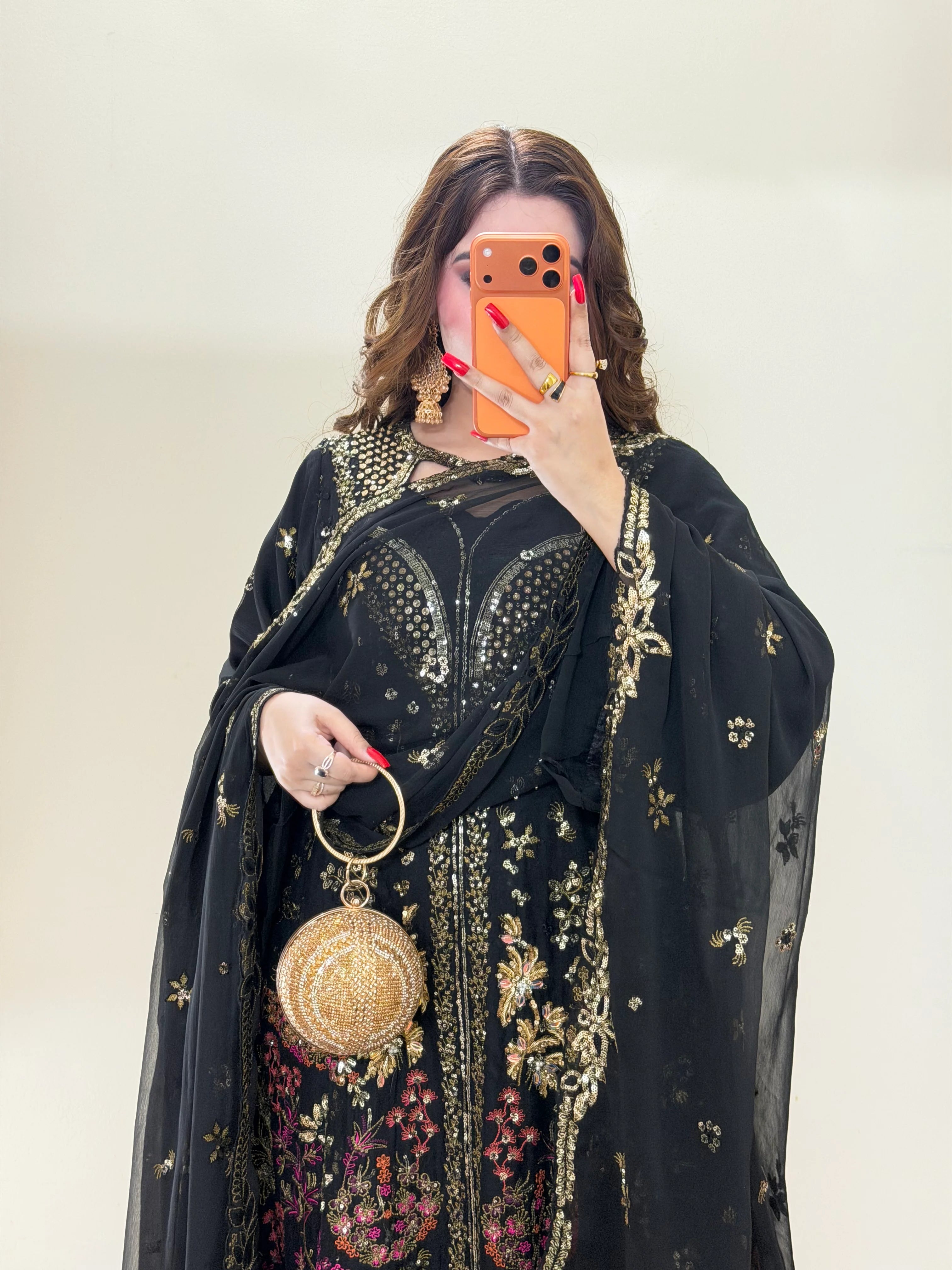 Luxury Black Embroidered Formal Gown 3 PCS