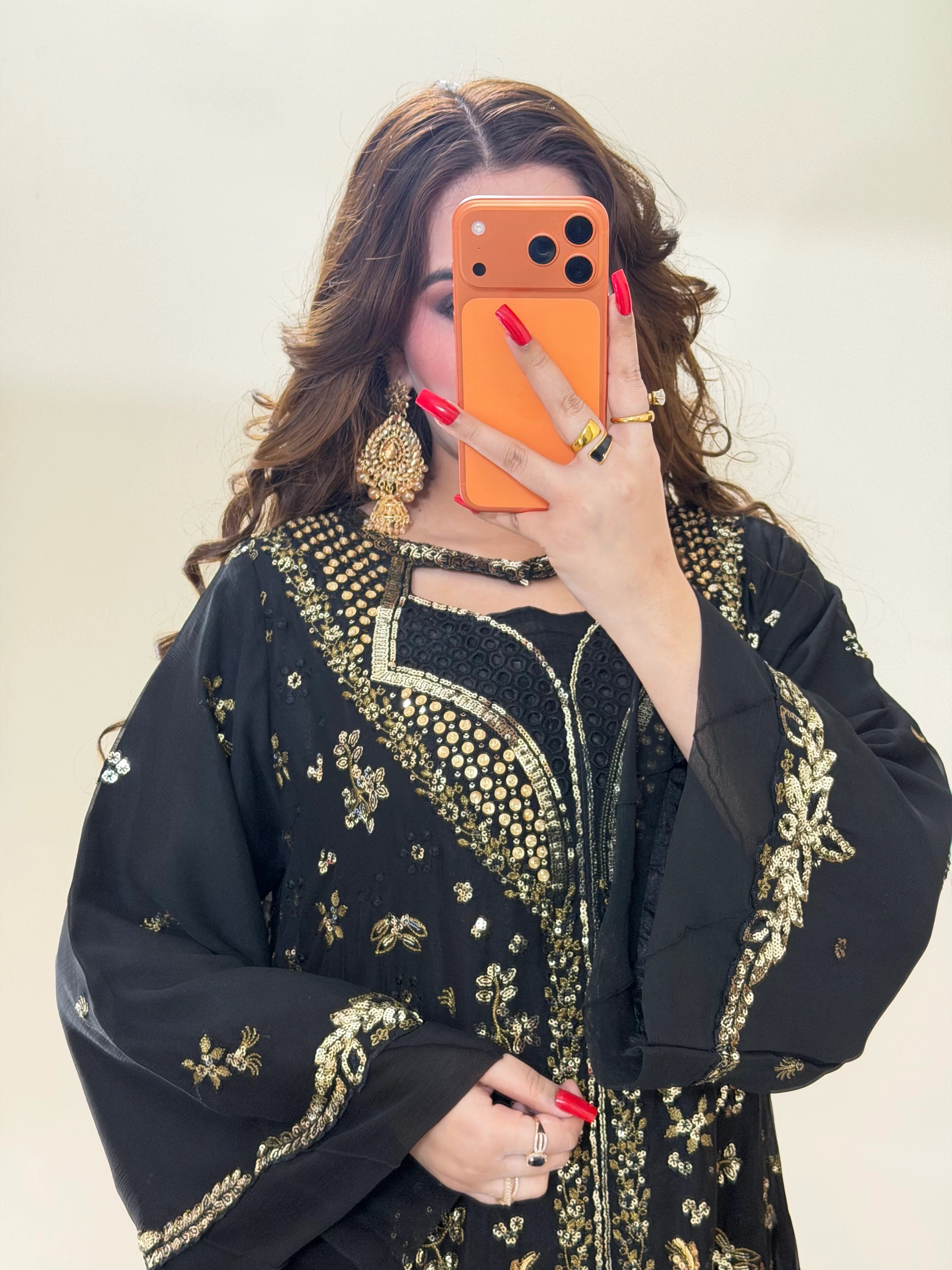 Luxury Black Embroidered Formal Gown 3 PCS