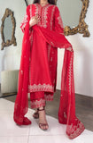 RED ORNATE – 3PC COTTON EMBROIDERED SUIT