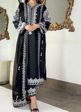 Black Ornate 3PC Cotton Embroidered Suit – Luxury Summer Pret