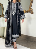 Black Ornate 3PC Cotton Embroidered Suit – Luxury Summer Pret