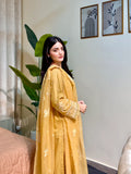 Women’s mustard embroidered cotton 3 pcs festive wear Pakistan
