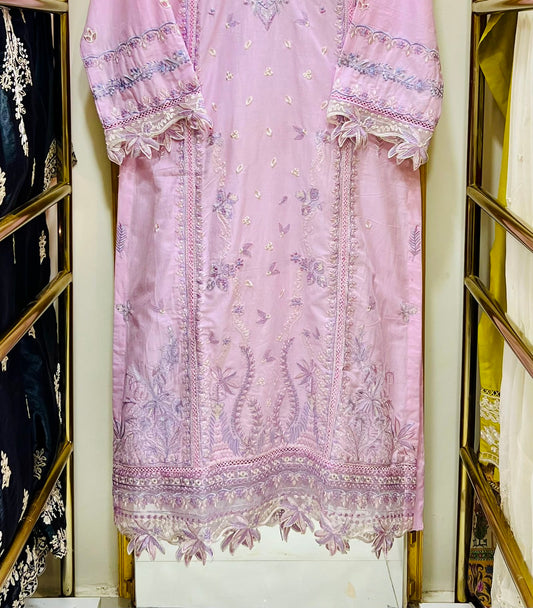 Lavender Éclat – Embroidered Cotton 3 Piece Suit