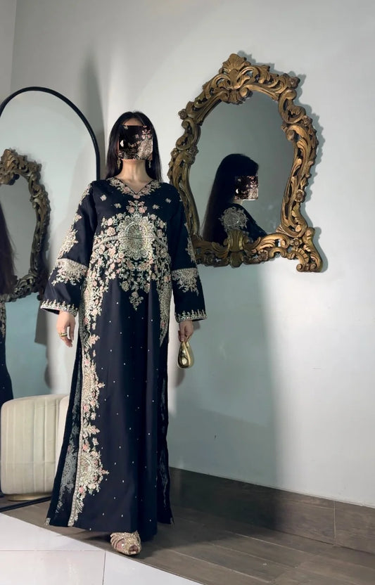 Mehr – Black Embroidered Long Shirt with Embroidered Trouser | 2Pc Luxury Pret
