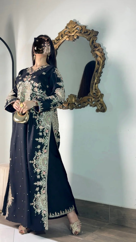 Mehr – Black Embroidered Long Shirt with Embroidered Trouser | 2Pc Luxury Pret