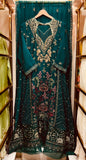 Luxury Emerald Green Embroidered Formal Gown with Dupatta – Festive Wedding Wear