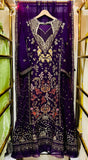 Luxury Purple Embroidered Formal Gown with Dupatta – Festive Wedding Wear