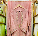 Peach Zarri & Sequin Embroidered Formal Gown – Luxury Wedding & Eid Wear
