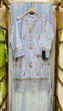 Azure Élise – Embroidered Cotton 3 Piece Suit with Chiffon Dupatta
