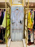 Azure Élise – Embroidered Cotton 3 Piece Suit with Chiffon Dupatta