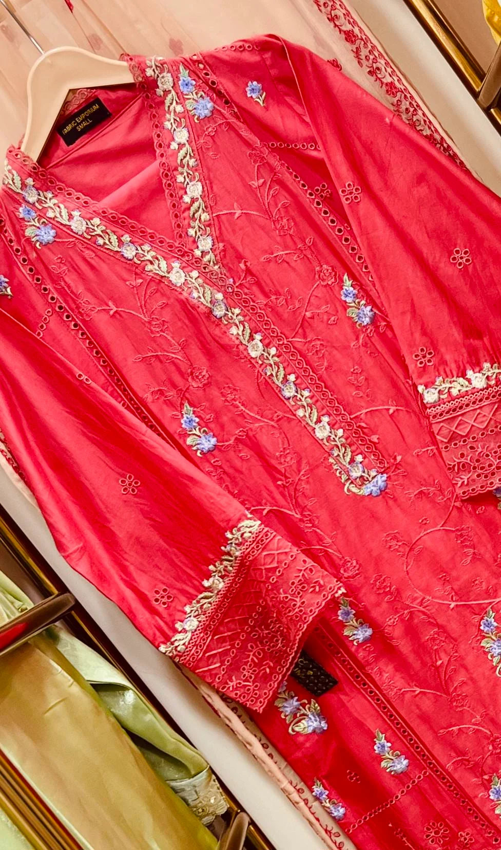Rouge Élitaire – Embroidered Cotton 3 Piece Suit with Chiffon Dupatta