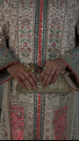 Ivory & Coral Embroidered Viscose Kaftan (2Pc)