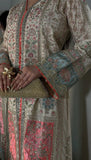 Ivory & Coral Embroidered Viscose Kaftan (2Pc)