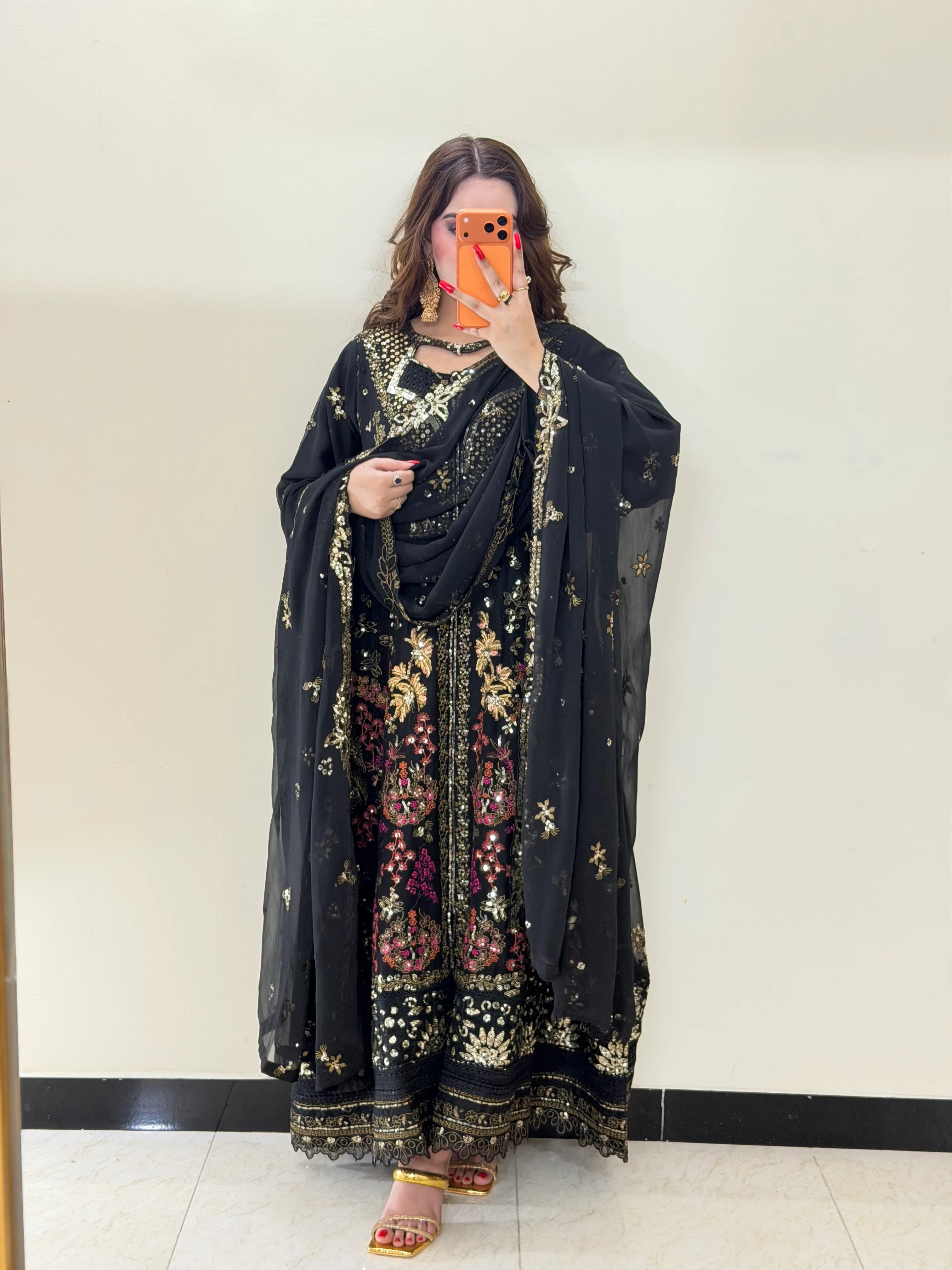 Luxury Black Embroidered Formal Gown 3 PCS