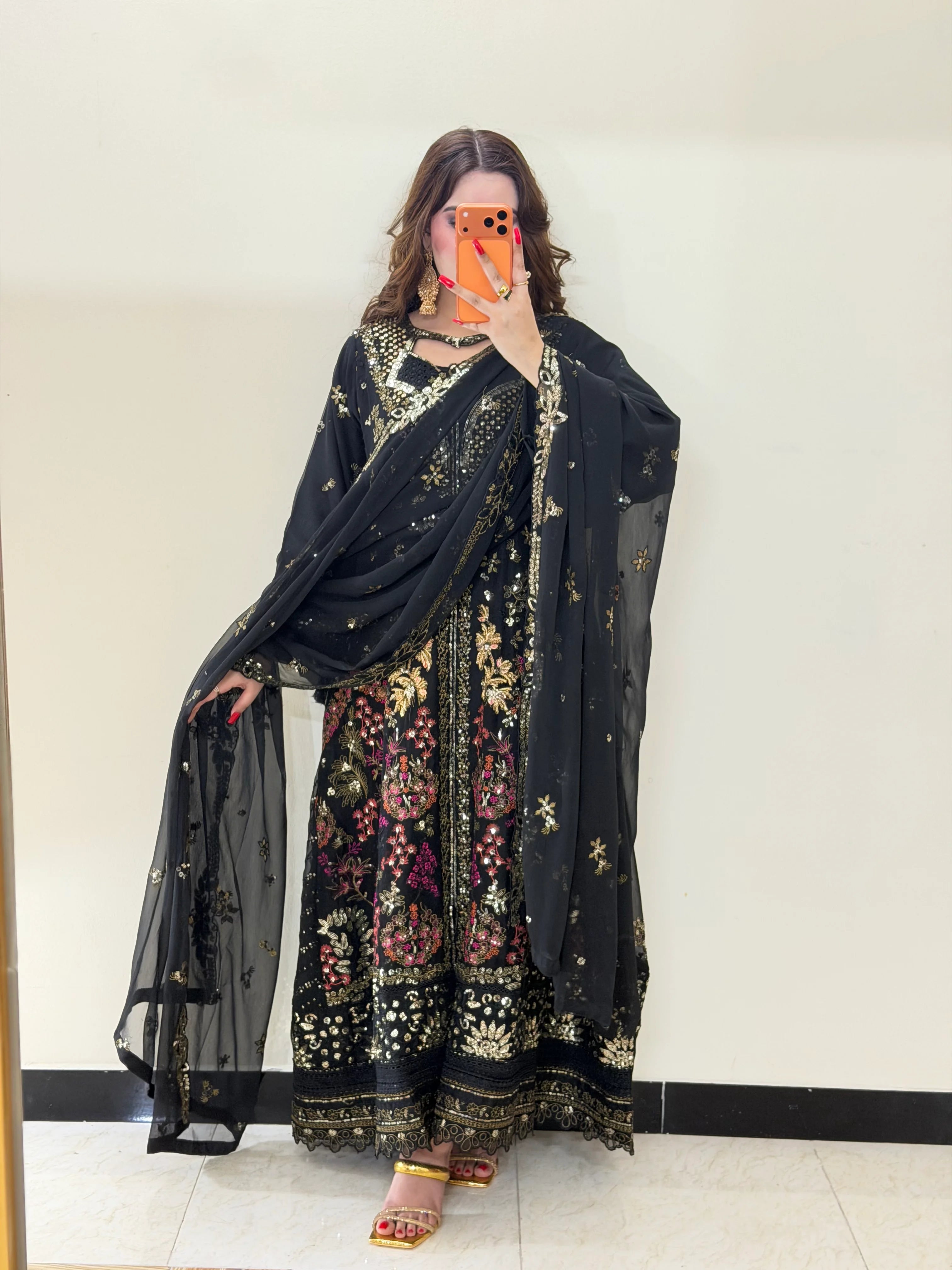 Luxury Black Embroidered Formal Gown 3 PCS