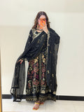 Luxury Black Embroidered Formal Gown 3 PCS