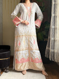 Silver Majesty – Grey Embroidered Kaftan Dress | Fabric Emporium