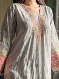 Silver Majesty – Grey Embroidered Kaftan Dress | Fabric Emporium