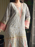 Silver Majesty – Grey Embroidered Kaftan Dress | Fabric Emporium