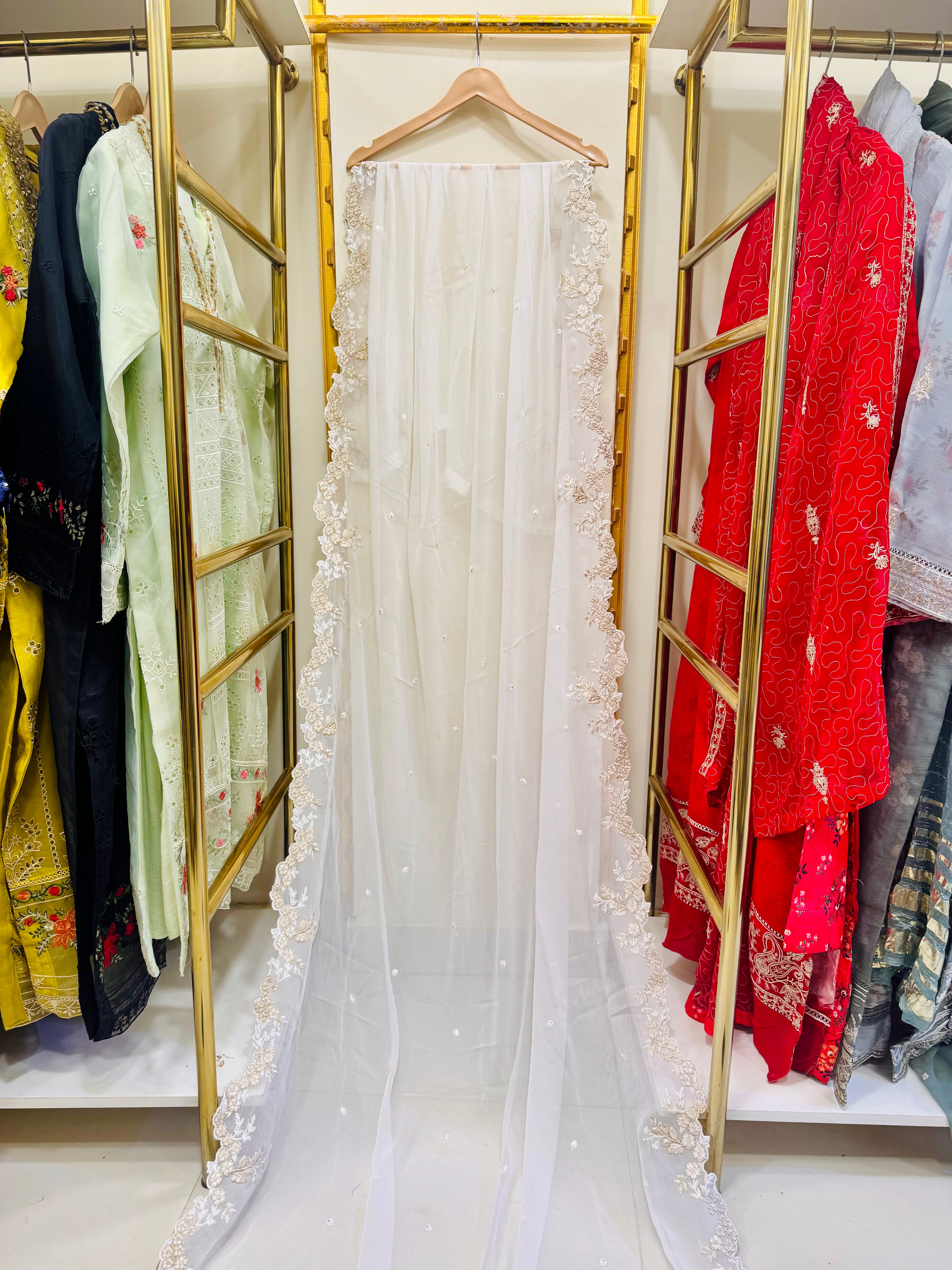 3PCS Embroidered Chiffon Suit