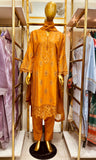 Hot Orange Embroidered Cotton 3PC Suit – Statement Summer Luxury