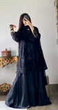 Noir Luxe – Black Heavy Embroidered Chiffon 3 Piece Suit