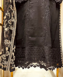Luxury Black Chiffon Embroidered 3PC Suit with Raw Silk Trouser