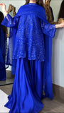 Noir Luxe – Royal Blue Heavy Embroidered Chiffon 3 Piece Suit