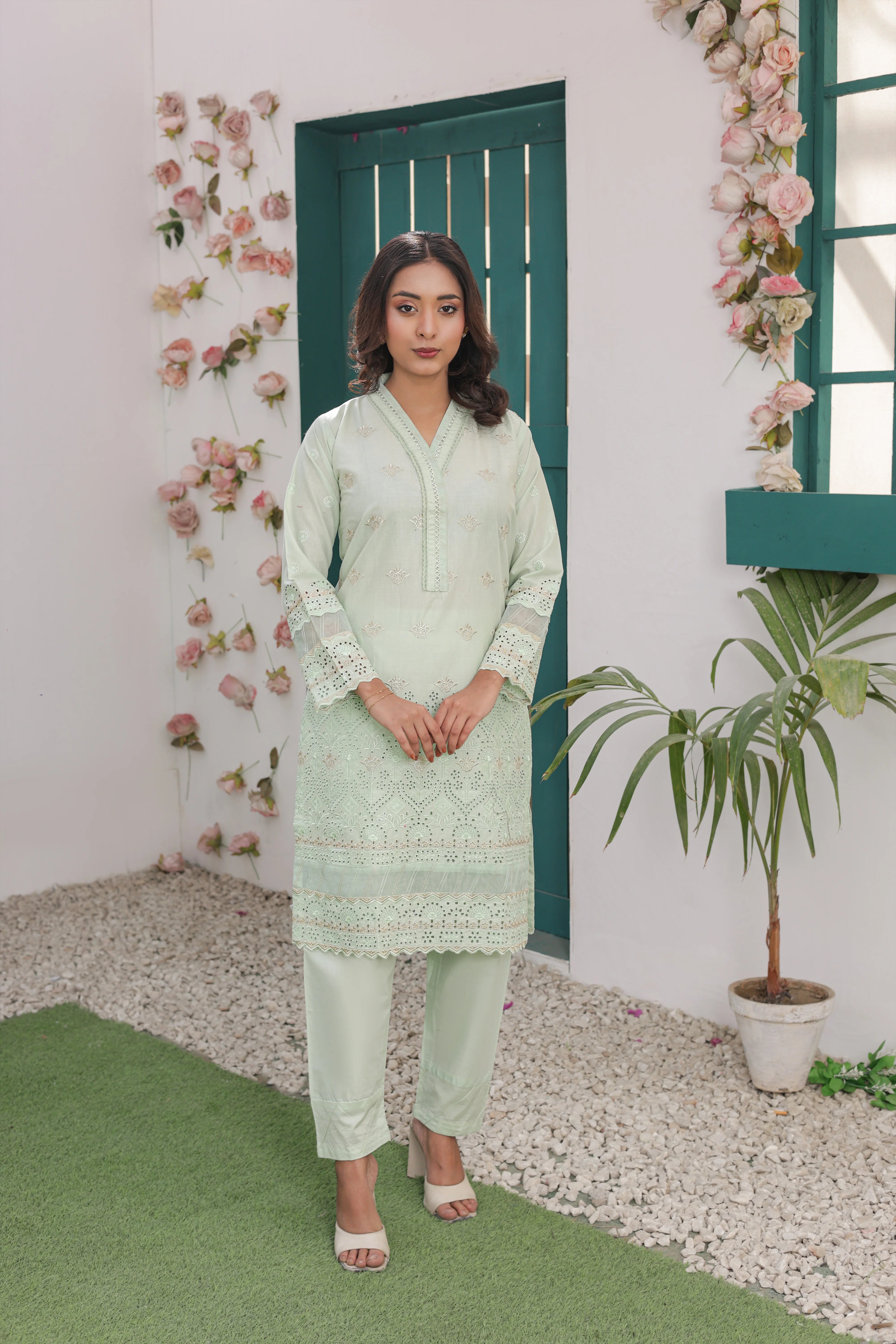 Premium Mint Cotton 2‑Piece Suit – Ready to Wear Shirt & Trouser