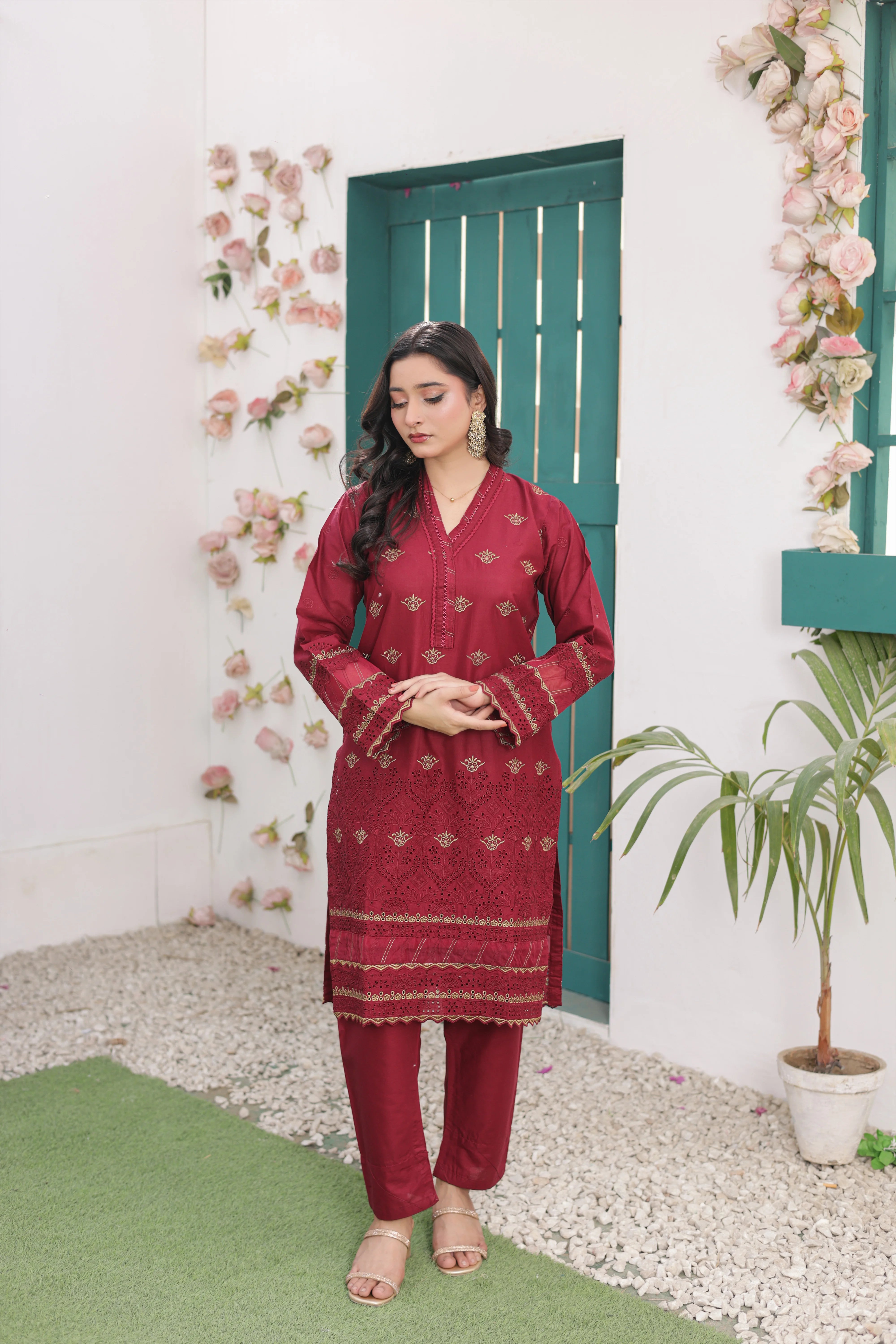 Premium Red Cotton 2‑Piece Suit – Ready to Wear Shirt & Trouser