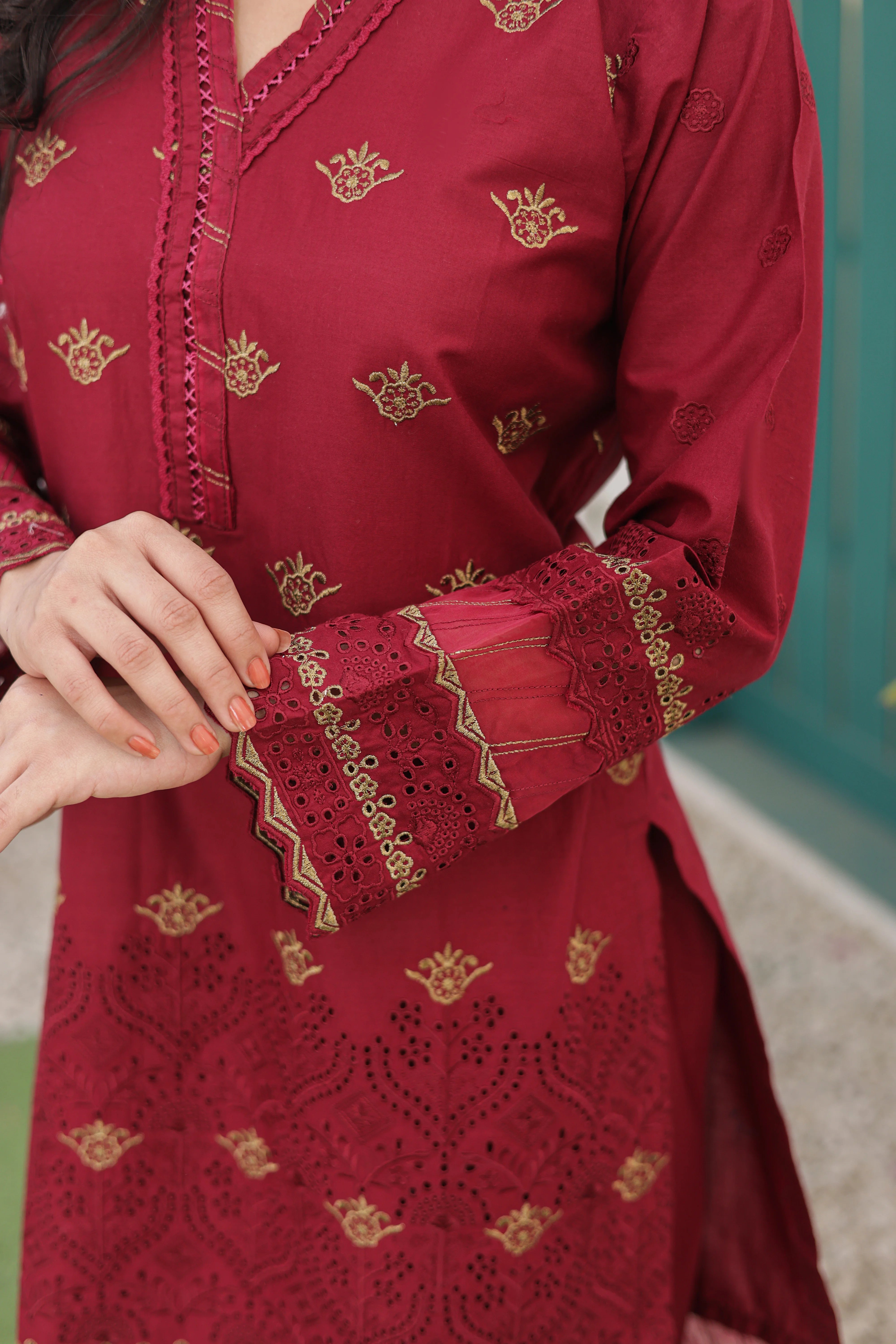 Premium Red Cotton 2‑Piece Suit – Ready to Wear Shirt & Trouser