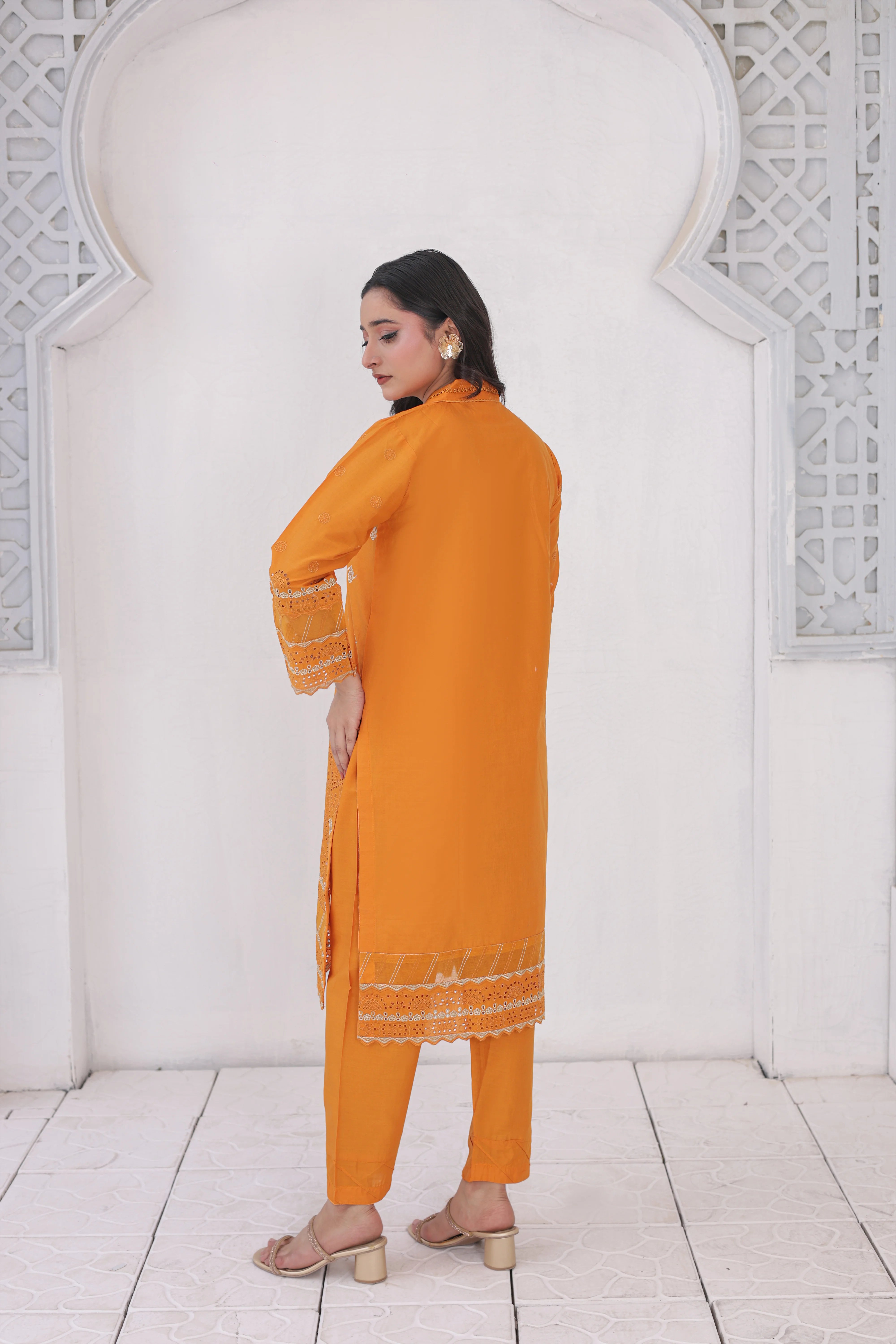 Premium Orange Cotton 2‑Piece Suit – Ready-to-Wear Shirt & Trouser