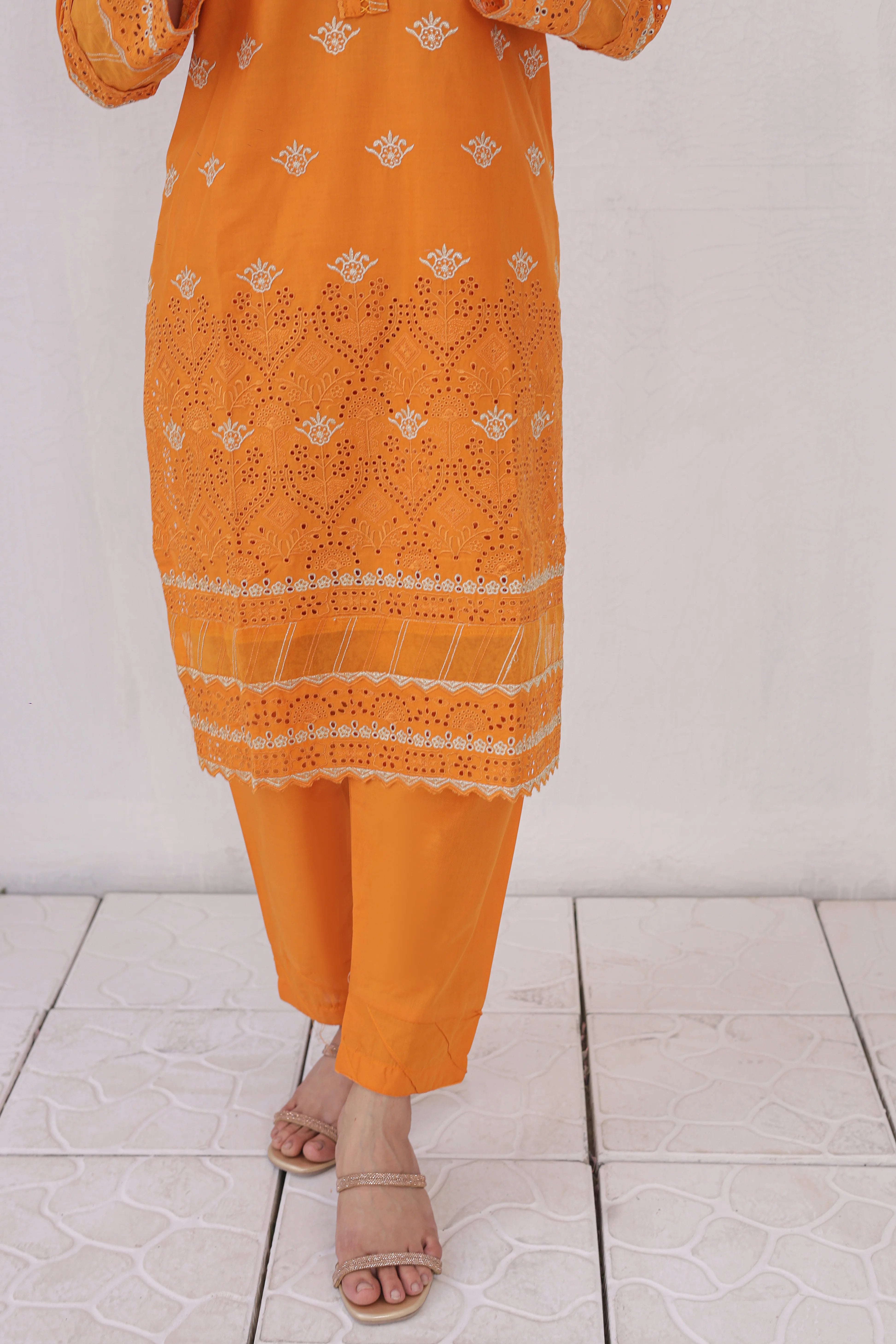 Premium Orange Cotton 2‑Piece Suit – Ready-to-Wear Shirt & Trouser