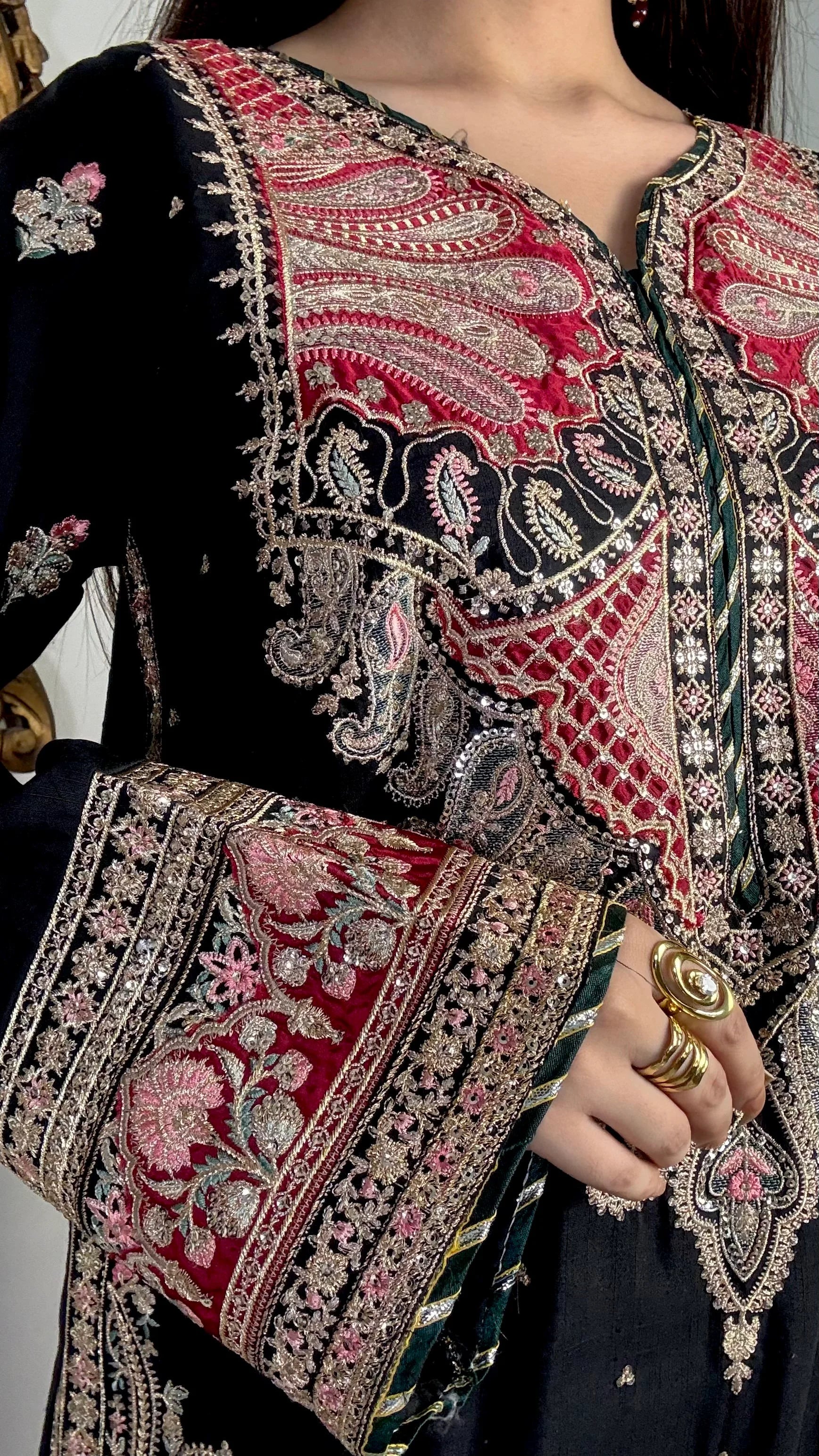 The Royal Black Embroidered Kaftan