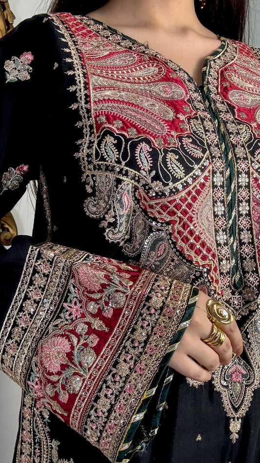 The Royal Black Embroidered Kaftan