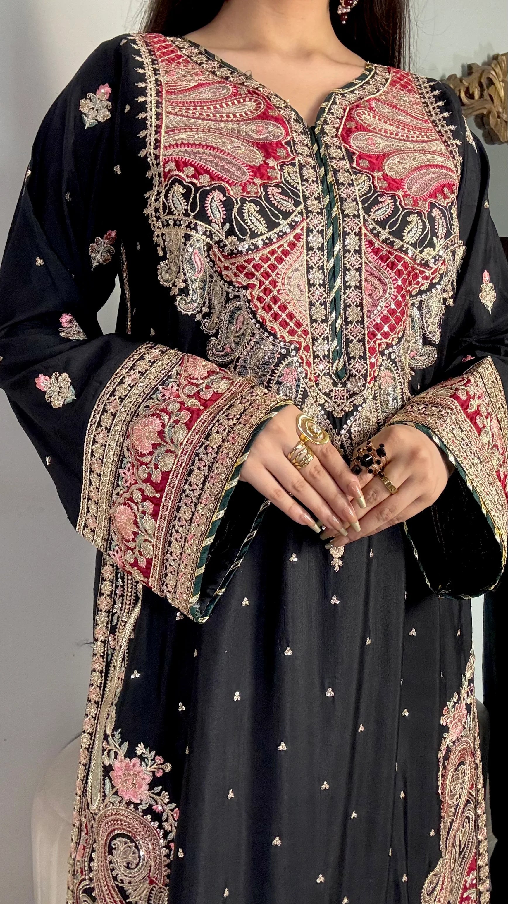 The Royal Black Embroidered Kaftan