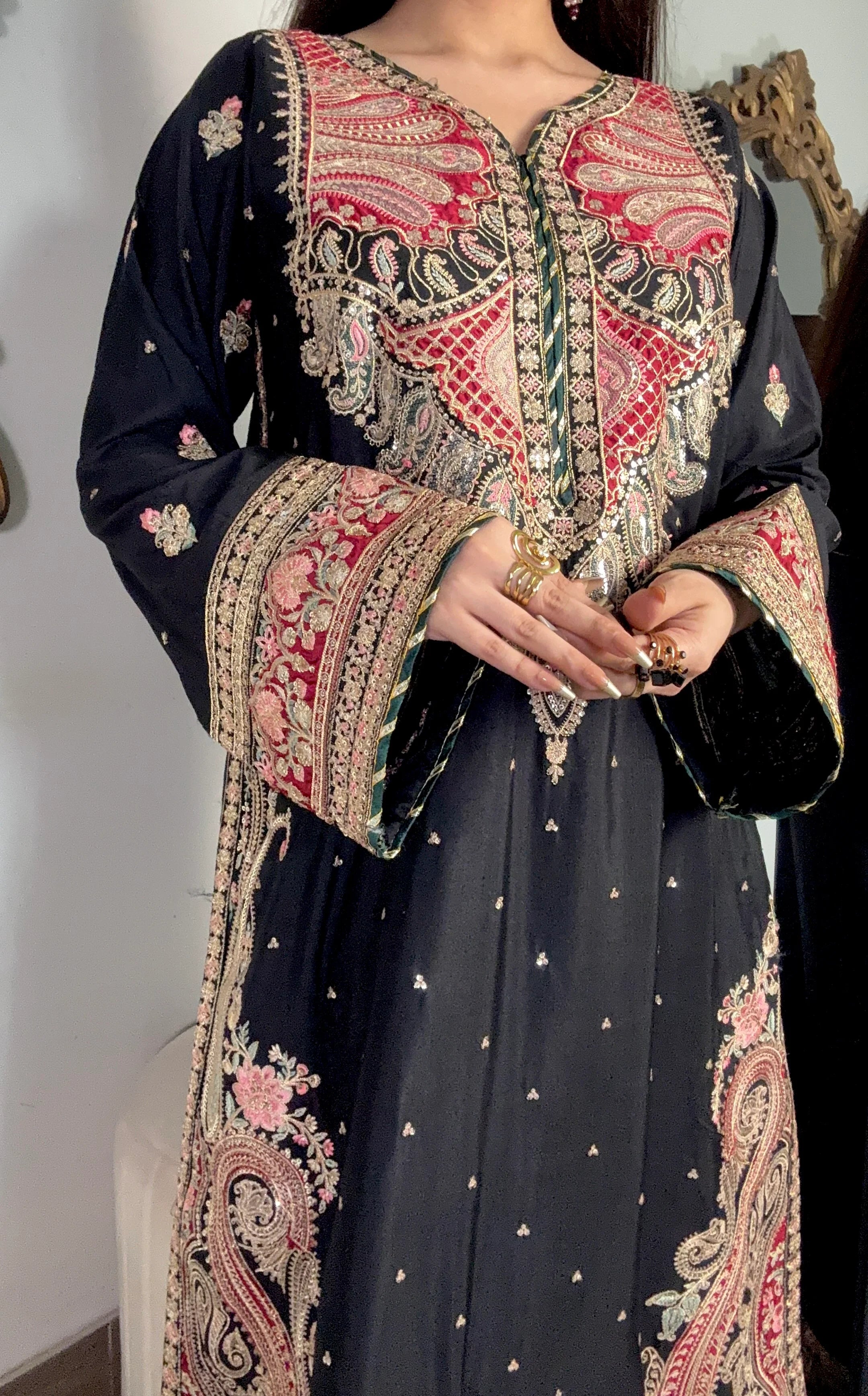 The Royal Black Embroidered Kaftan