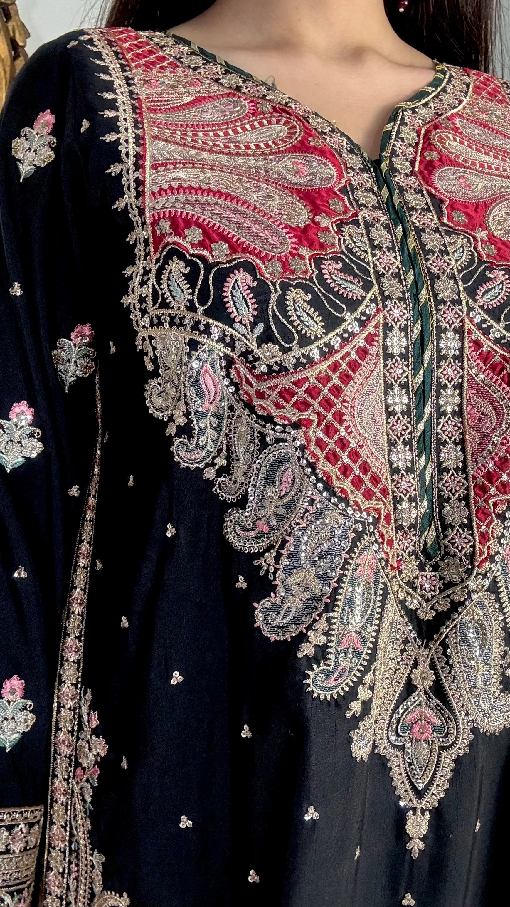 The Royal Black Embroidered Kaftan