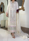 Anaya Ivory Embellished Chiffon 3-Piece Suit | Cotton Silk Inner & Raw Silk Trouser