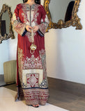 Ruby Noor – Maroon Hand-Embroidered Draped Kaftan | Luxury Festive Wear