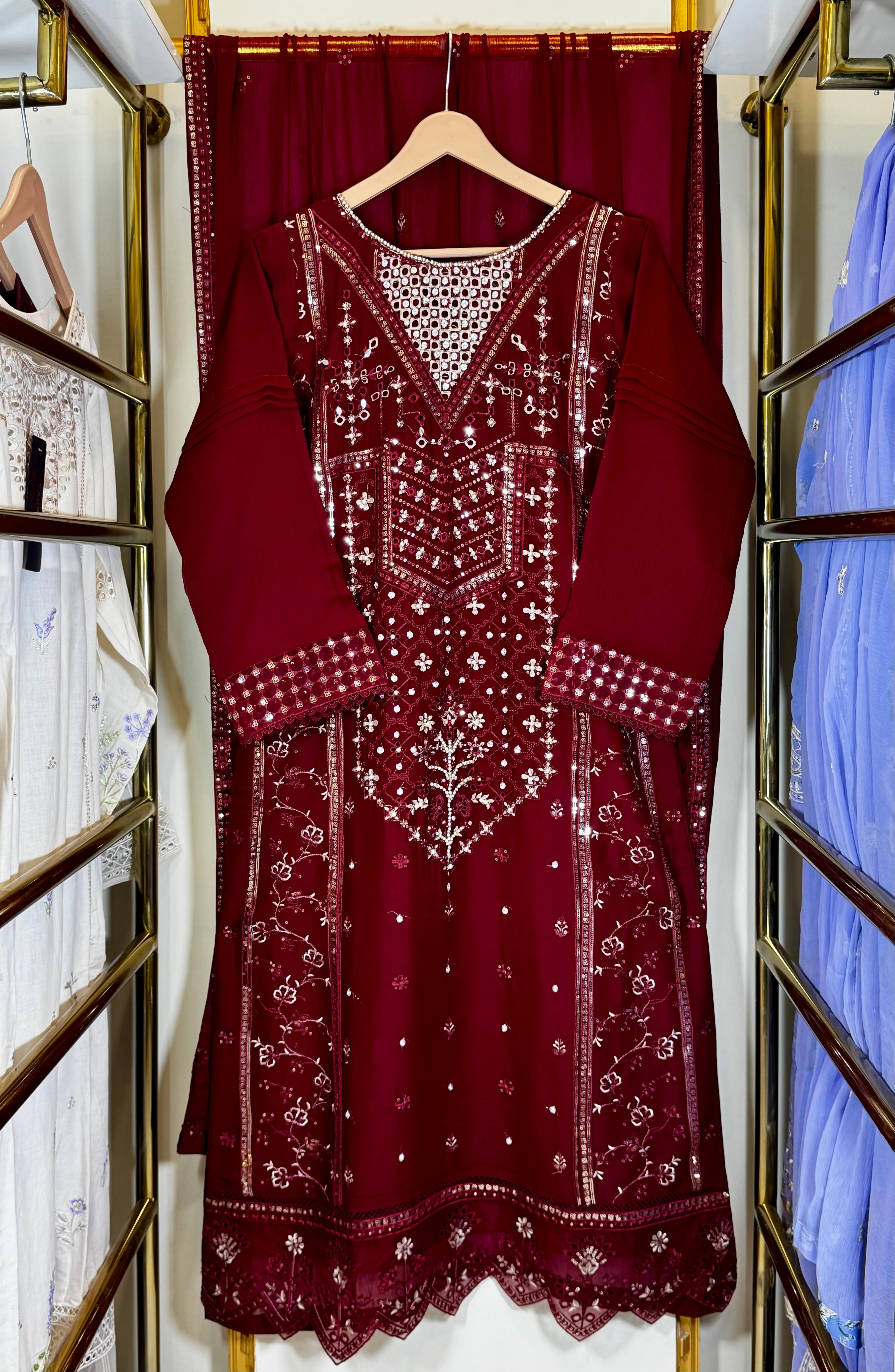 Celestial Pearl Chiffon – Mehroon