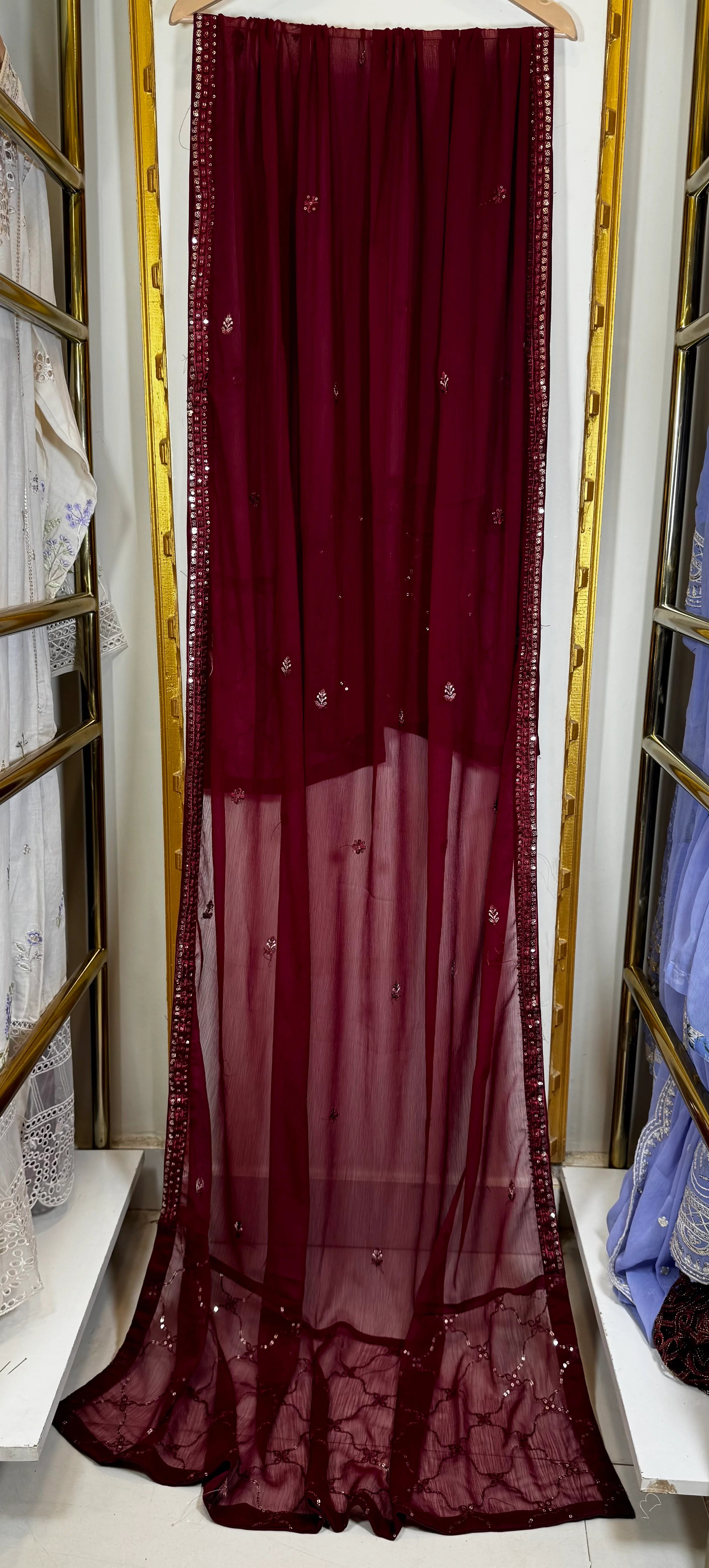 Celestial Pearl Chiffon – Mehroon