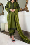 GREEN ORNATE-3PC COTTON EMBROIDERED SUIT