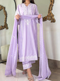 LILAC ORNATE – 3PC COTTON EMBROIDERED SUIT