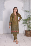 FECTN 114 2Pcs Embroidered Cotton suit shirt and trousers