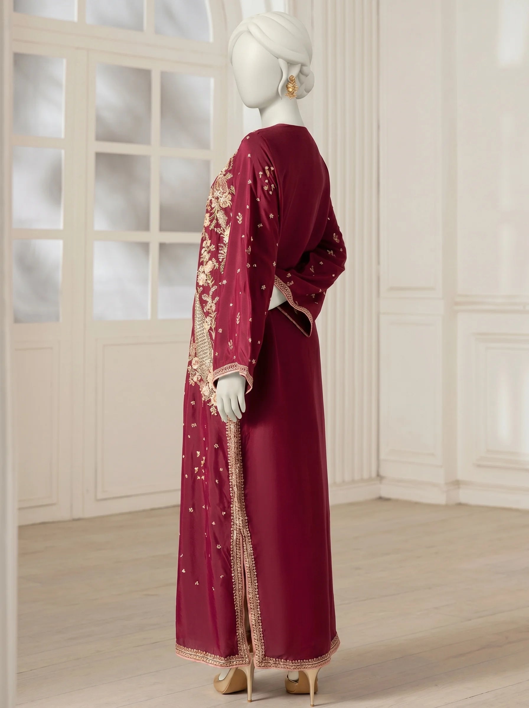 Zariah Magenta Embroidered Kaftan – 2Pcs Luxury Modest Wear