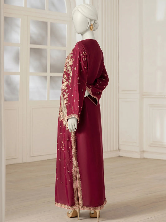 Zariah Magenta Embroidered Kaftan – 2Pcs Luxury Modest Wear